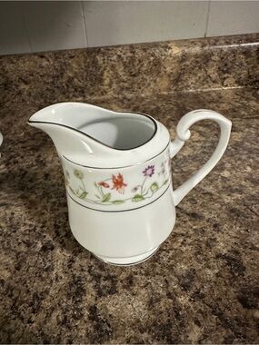 Porcelain Floral Creamer  with Gold Trim AC Eternally Love